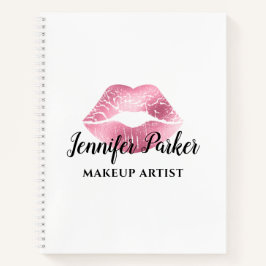 Stilvolle Rote Glitzer Lips Makeup Artist Notizbuch