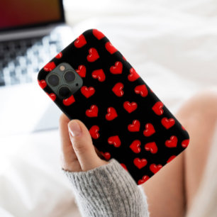Stilvolle Rote Herz-Liebe-Muster auf Schwarz Case-Mate iPhone Hülle