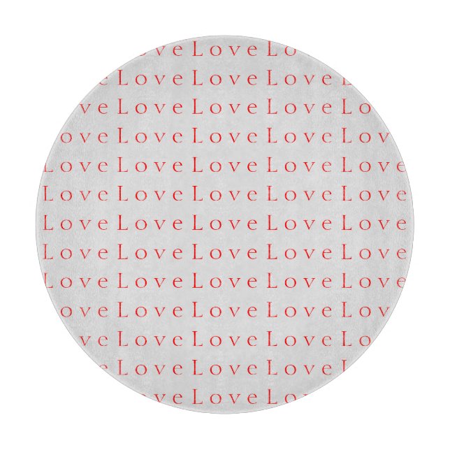 Stilvolle Rote Liebe Hochzeit Schneidebrett (Vorderseite)