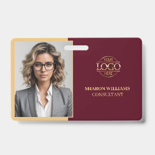 Stilvolle rote minimalistische Mitarbeiter-Foto-ID Ausweis