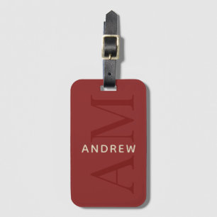 Stilvolle rote Monogramm und Name Gepäckanhänger