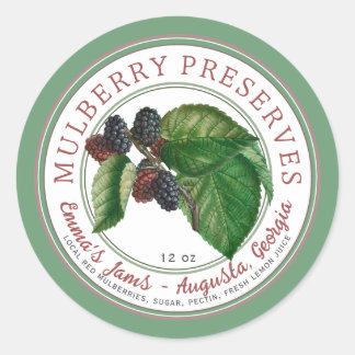 Stilvolle Rote Mulberry-Marmelade oder Reserven Runder Aufkleber