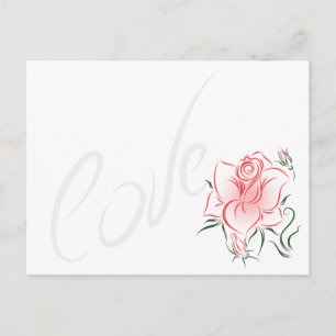 Stilvolle Rote Rose und Liebe Postkarte