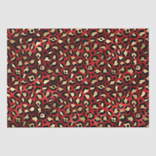 Stilvolle rote und goldene Folien-Leopardenflecken Seidenpapier