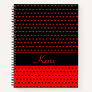 Stilvolle rote und schwarze Herzen, Name/Textvorla Notizbuch