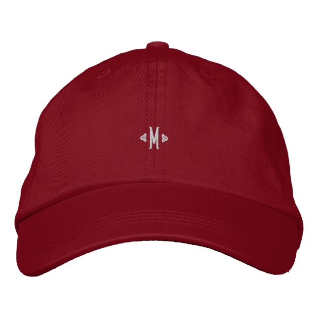 Stilvolle rote verstellbare Mützen mit Monogramm A Bestickte Baseballkappe (Vorderseite)