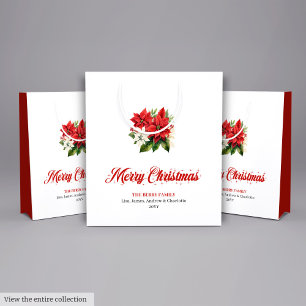 Stilvolle rote weiße Poinsettie individuell benann Mittlere Geschenktüte