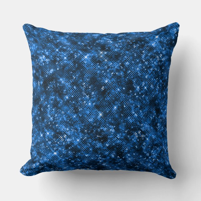 Stilvolle Royal Blue Shimmer Glitzer Glam Pattern Kissen (Vorderseite)