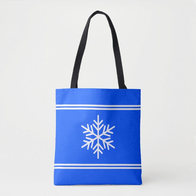 Stilvolle Royal Blue White Racing Stripes Snowflak (Vorderseite)