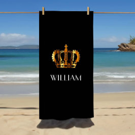 Stilvolle Royal Crown Name Black Strandtuch