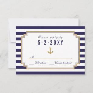 Stilvolle RSVP-Karte für Nautical Wedding RSVP Karte