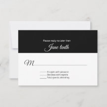 Stilvolle RSVP-Karte für Schwarz/Weiß-Hochzeit
