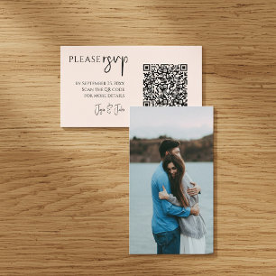 Stilvolle RSVP-Karte mit Ihrem Foto und QR-Code Begleitkarte
