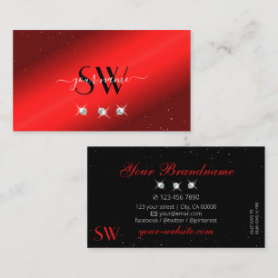 Stilvolle Ruby Red Black Sparkling Diamonds Initia Visitenkarte