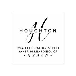 Stilvolle Rücksendeadresse für Monogramm-Skriptfam Gummistempel