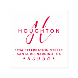 Stilvolle Rücksendeadresse für Monogramm-Skriptfam Permastempel