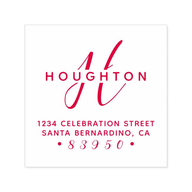 Stilvolle Rücksendeadresse für Monogramm-Skriptfam Permastempel (Design)