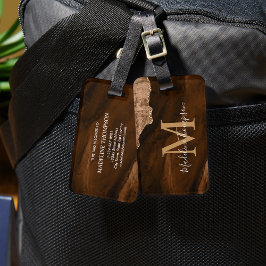 Stilvolle Rust Gold Agate Geode Monogram Gepäckanhänger