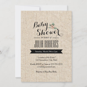 Stilvolle rustikale Jute-Textur Baby Shower Einladung