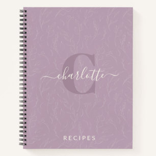 Stilvolle rustikale Lilac Botanische Monogramm Rez Notizbuch