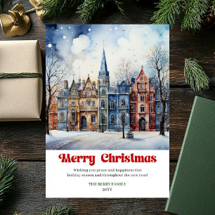 Stilvolle rustikale Weihnachtsszene festliches Rot Feiertagskarte