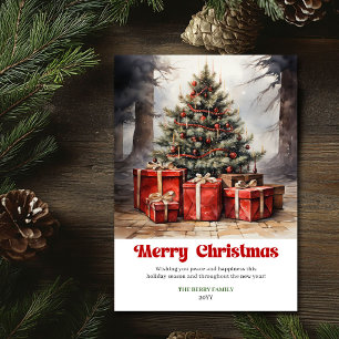 Stilvolle rustikale Weihnachtsszene klassische Grü Feiertagskarte