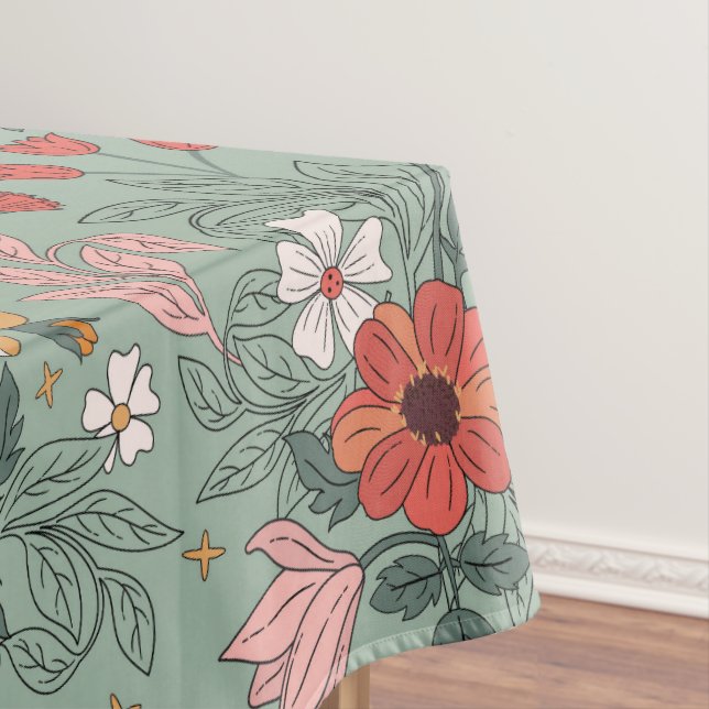 Stilvolle Sage Green Floral Botanische Weihnachten Tischdecke (Beispiel)