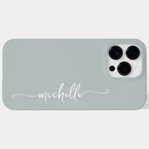 Stilvolle Sage Green Girly Minimal Name Script Case-Mate iPhone 14 Pro Max Hülle