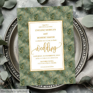 Stilvolle Sage Green Gold Foliage Hochzeit Einladu Einladung