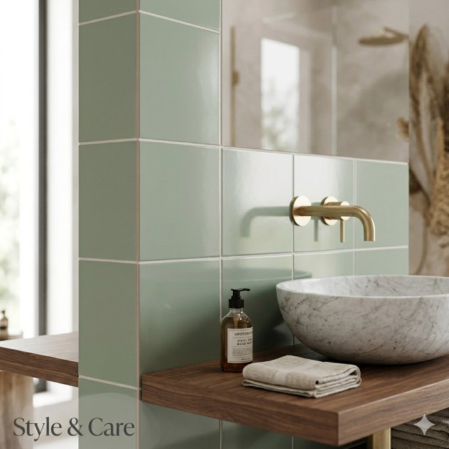 Stilvolle Sage Green Keramik Tile für modernes Int Fliese (Stylish Sage Green Ceramic Tile for Modern Interior)