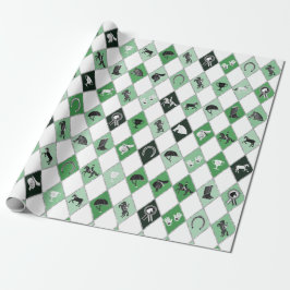 Stilvolle Sage Green Reittier Diamond Muster Geschenkpapier