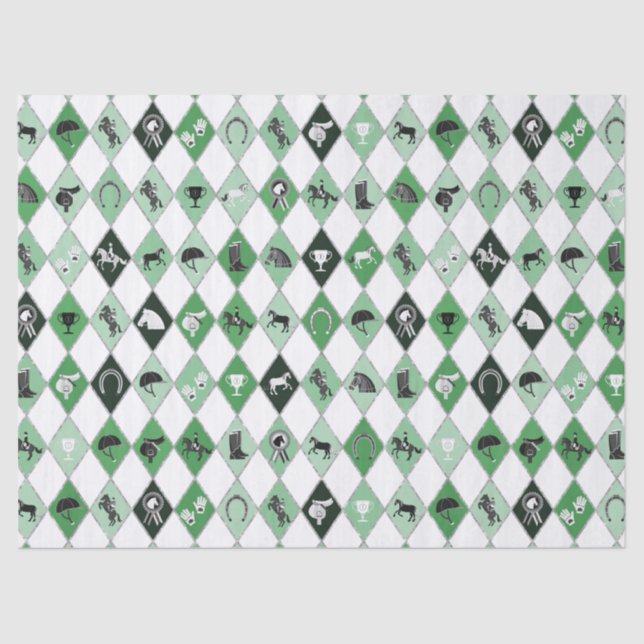 Stilvolle Sage Green Reittier Diamond Muster Seidenpapier (Vorderseite)