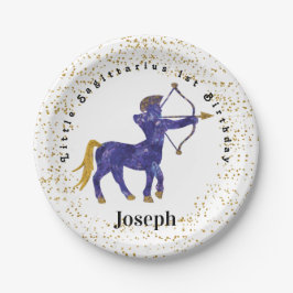 Stilvolle Sagittarius 1. Geburtstag & Gold Confett Pappteller