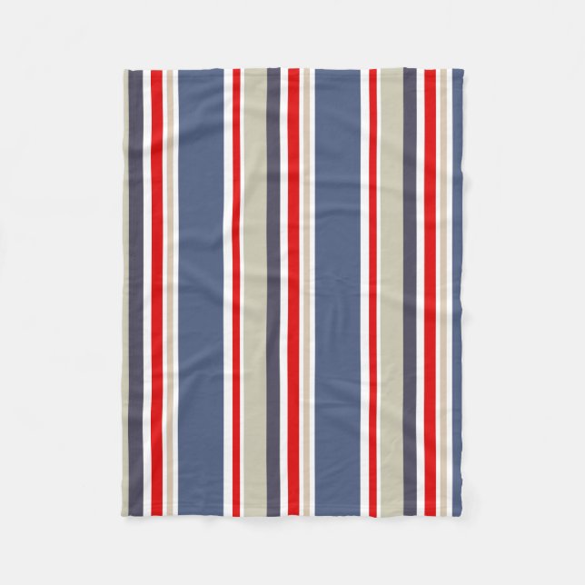 Stilvolle Sailor gestreift Red White Blue Grey Bei Fleecedecke (Vorderseite)