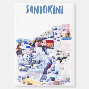 Stilvolle Santorini Griechenland Aquarellmalerei Magnet