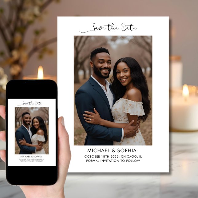 Stilvolle Save the Date Foto Hochzeitsankündigung (Von Creator hochgeladen)