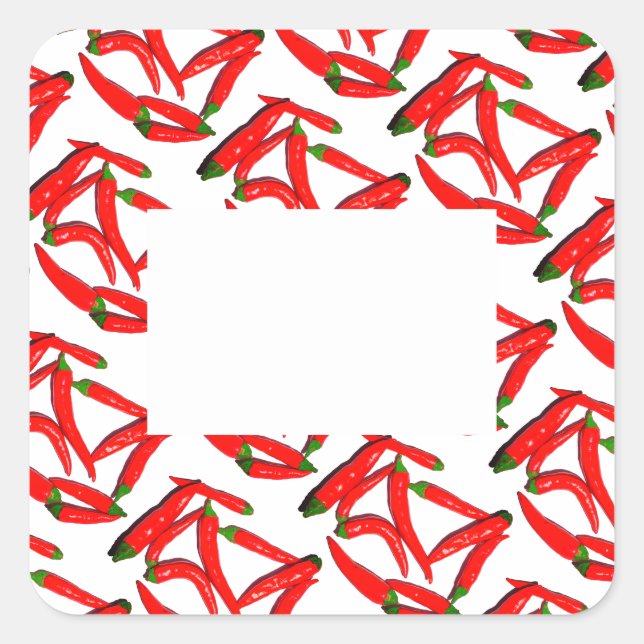 Stilvolle, scharf-grüne Chili Pepper Quadratischer Aufkleber (Vorderseite)