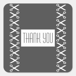 Stilvolle Schere Friseur Tailor Vielen Dank Quadratischer Aufkleber
