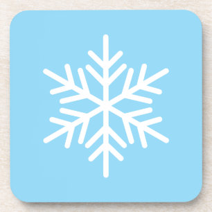 Stilvolle, schick-weiße Schneeflocke auf Frost Blu Getränkeuntersetzer