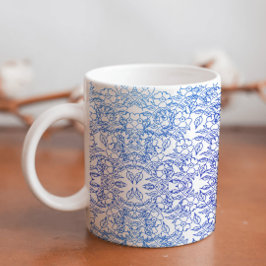 Stilvolle schicke Blume Blau Weiß Kaffeetasse