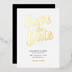Stilvolle, schicke Save the Date Gold Foil Einladu Folieneinladung