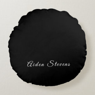 Stilvolle Schlichte Schwarz/Weiß-Minimalistische B Rundes Kissen