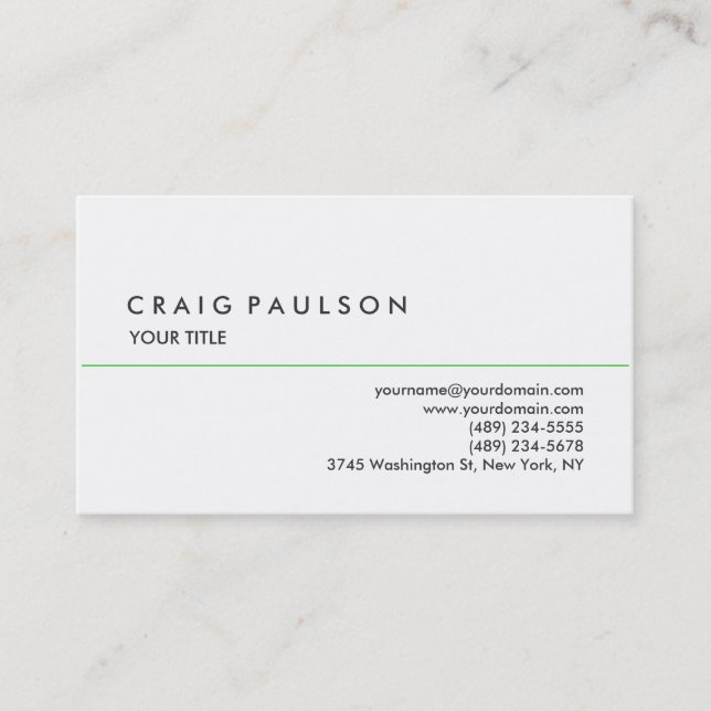 Stilvolle Schlichte White Beruflich Business Card Visitenkarte (Vorderseite)