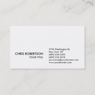 Stilvolle Schlichte White Business Card Visitenkarte