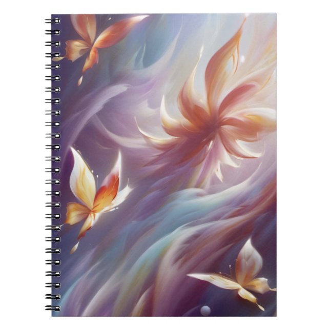 Stilvolle Schmetterlinge und Blume Notizblock (Vorderseite)