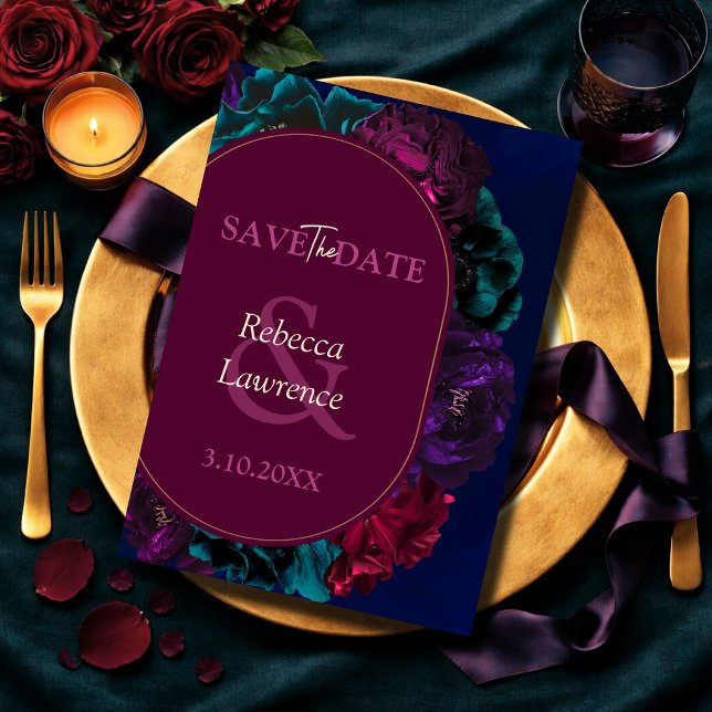 Stilvolle Schmucktöne blumenburgundische Hochzeit  Save The Date (Von Creator hochgeladen)