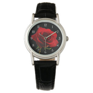 Stilvolle schöne Rote Rose Armbanduhr