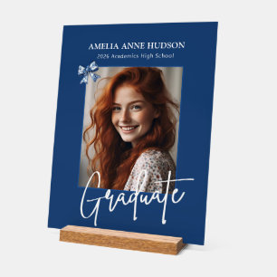 Stilvolle Schrift Foto Blau Abschluss 2026 Acrylschild