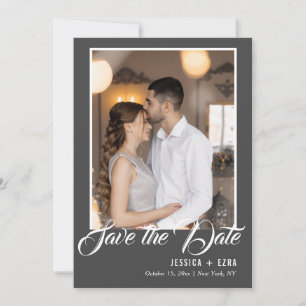 Stilvolle Schrift Grau und Weiß FOTO Save The Date