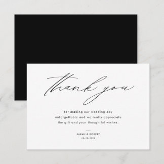 Stilvolle Schrift Moderne Hochzeit danke Karte